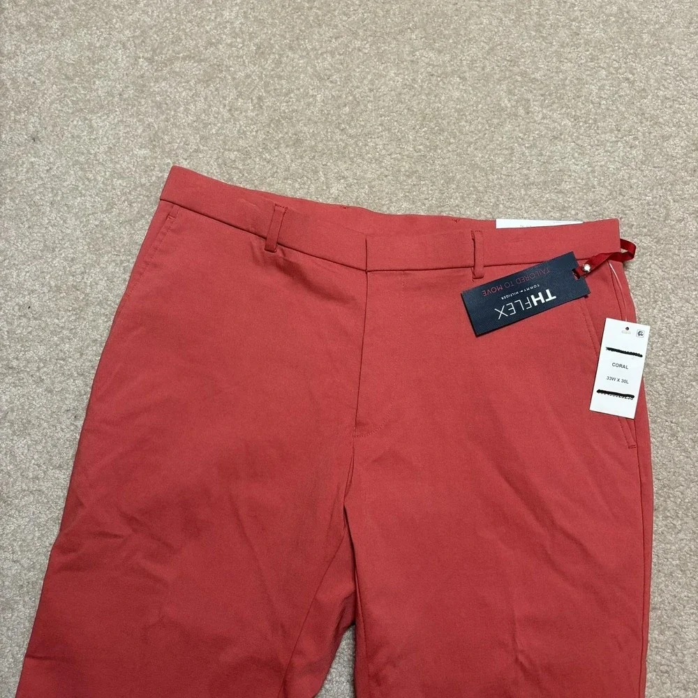 NWT Tommy‎ Hilfiger Pants Mens 33x30 Orange TH Flex Tate Chino Stretch Casual